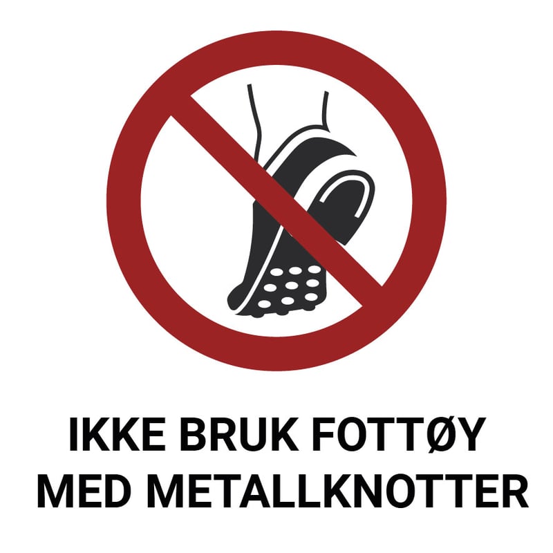 Ikke bruk fottøy med metallknotter – ISO 7010