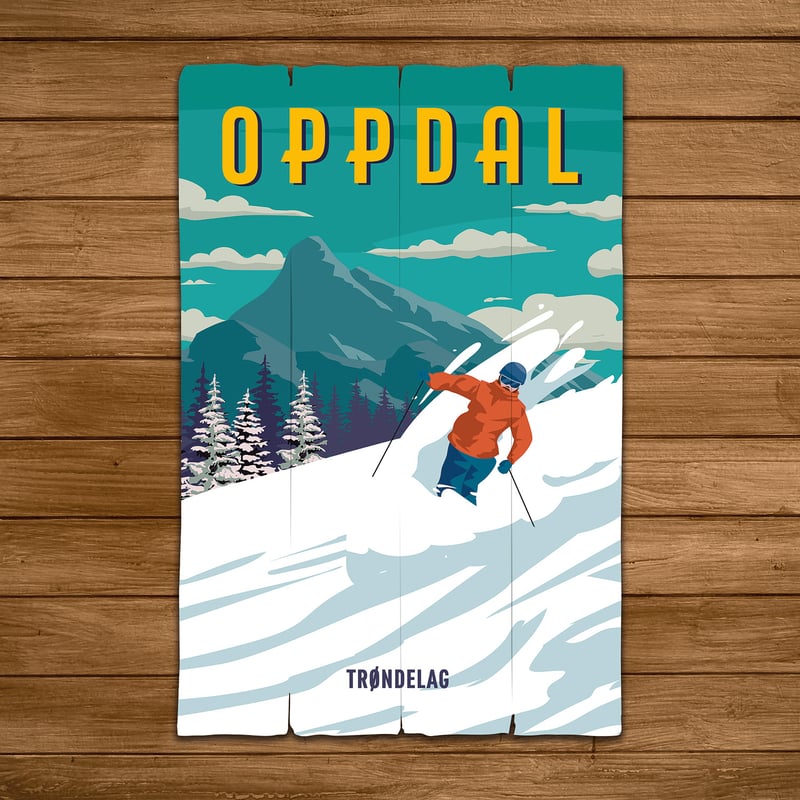 Retro hytteplakat på treplate 01