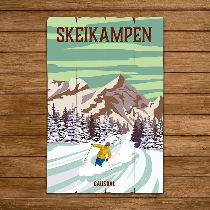 Retro hytteplakat på treplate 04