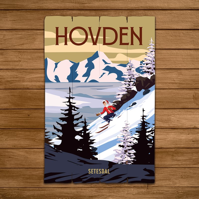 Retro hytteplakat på treplate 05